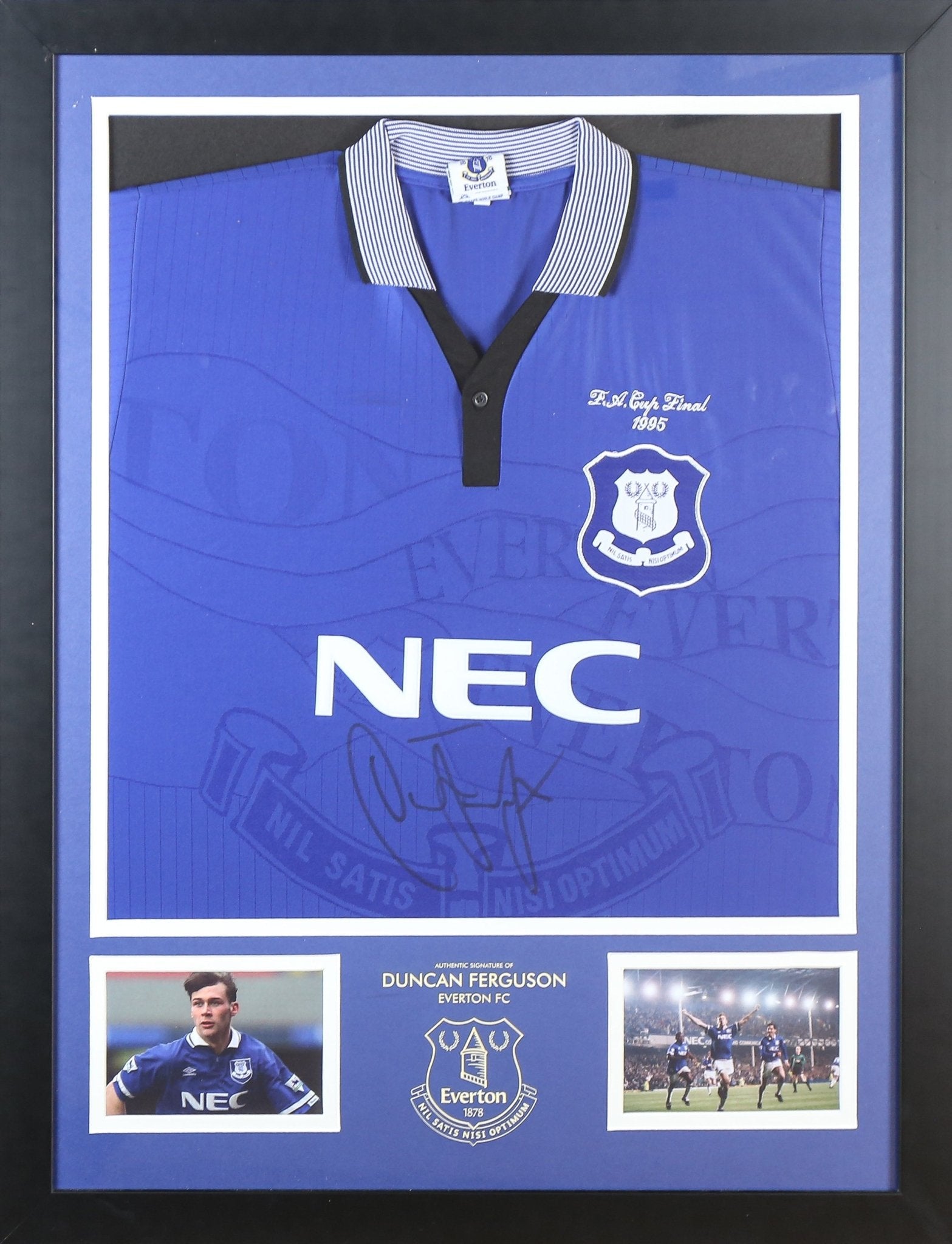 Duncan Ferguson Signed Everton Shirt Framed Display - Memorabilia Framers Shop